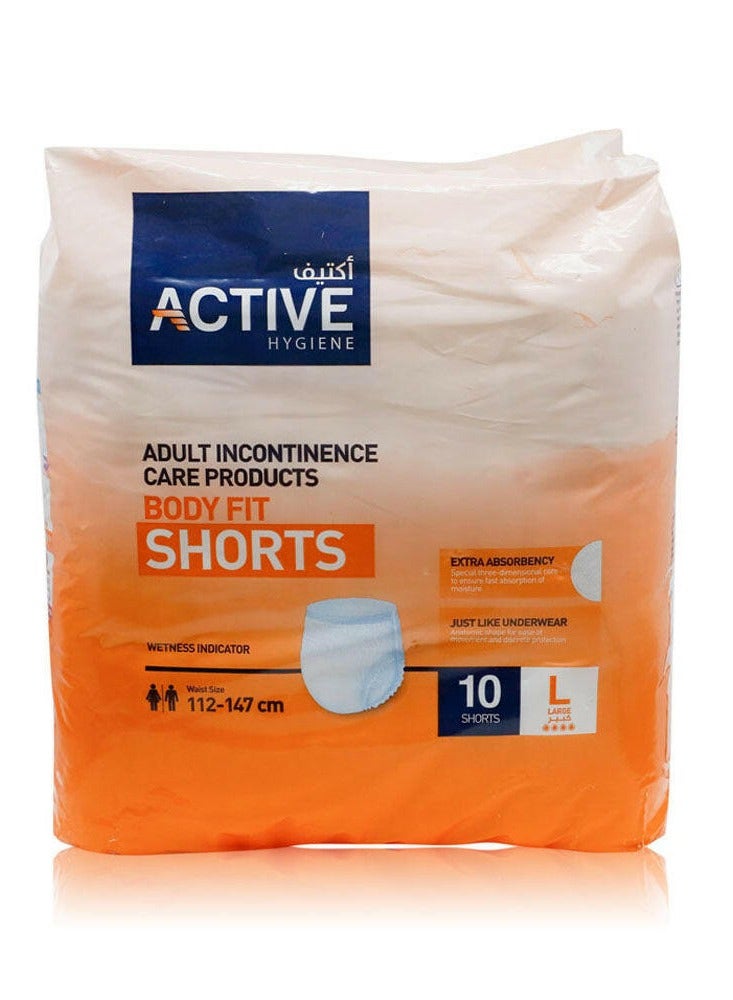 Active Hygiene Hygiene Adult Incontinence Body Fit Shorts 10 Pieces Large